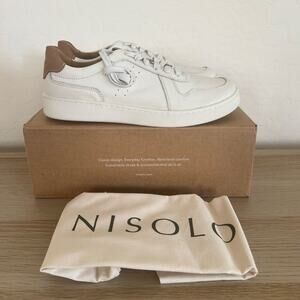 Nisolo Bria Go-To Court Sneaker White Leather Women’s Size 8 New in Box